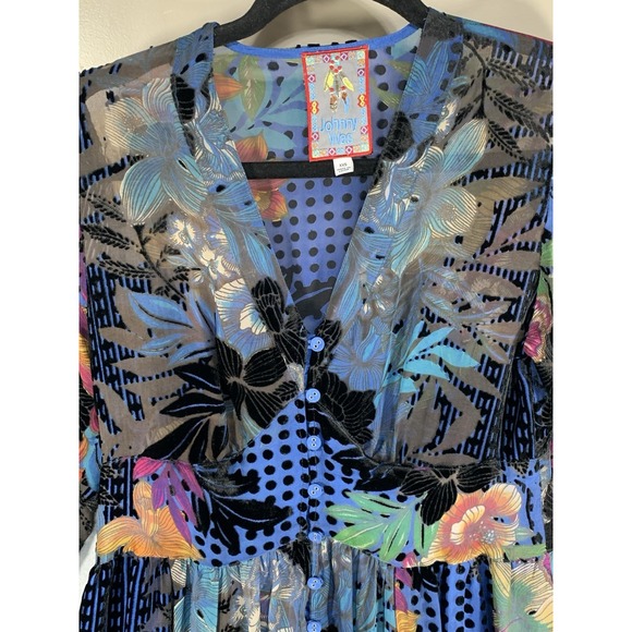 Johnny Was Lanai Burnout Beesley Dress - C33922A8 - XXS Boho Sheer Velvet - Picture 2 of 10